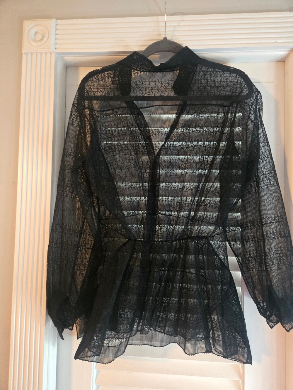Gorgeous Alaïa Paris Sheer Black Lace Peplum Blouse